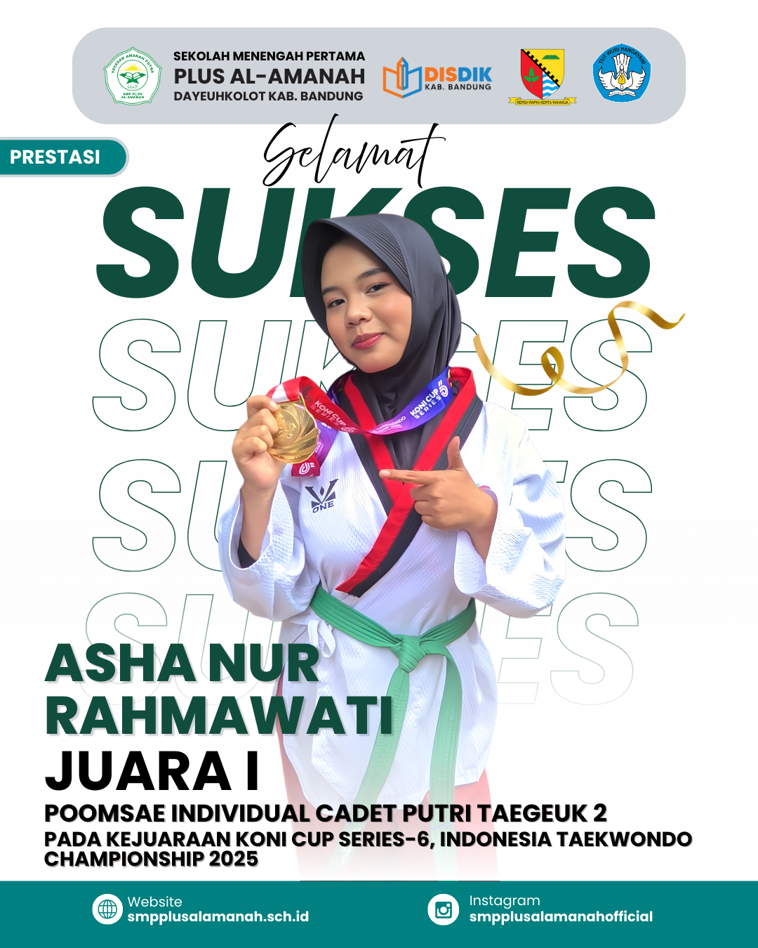 JUARA 1 POOMSAE INDIVIDUAL CADET PUTRI TAEGEUK 2